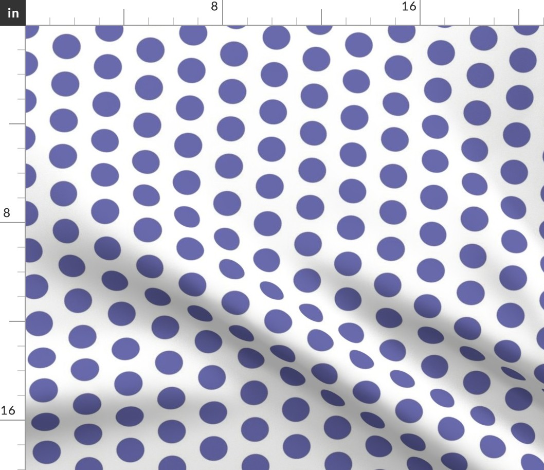 Purple Very Peri polkadots on white - one inch dots