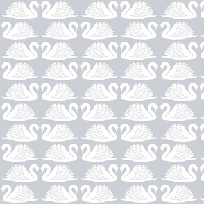 medium - swan love in white on blue grey