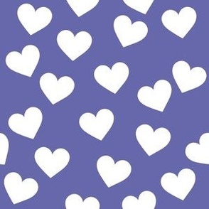 White hearts on Very Peri purple (medium)