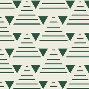 Vertical fir green triangles on cream
