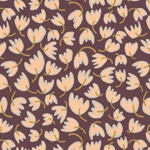Peach Tulips on brown background