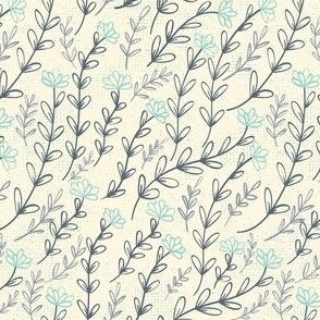 Pine Forest Friends Petal Shower in Aquamarine and Grey