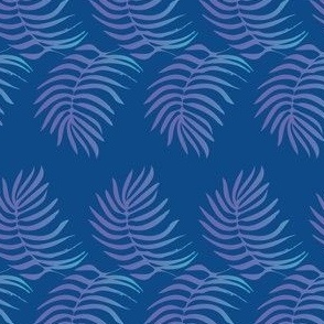 tropical palm leaves on navy blue by rysunki_malunki