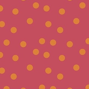 Orange dots on raspberry pink background