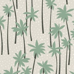Spotted palms garden retro hawaii forest palm trees island vibes olive green on sand