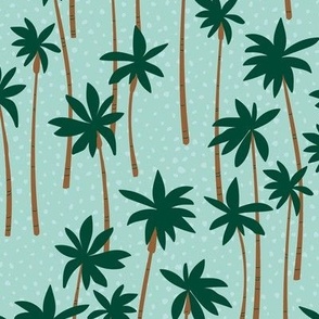 Spotted palms garden retro hawaii forest palm trees island vibes forest green on mint