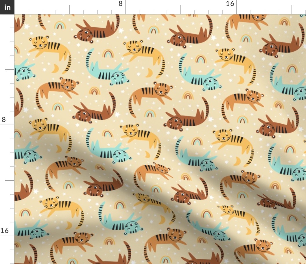 Kids Safari Tigers // Stars and Rainbows (light honeydrop) small size