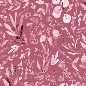 Eucalyptus Leaves Botanical Pattern - Mauve