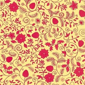 Christmas doodles red on gold