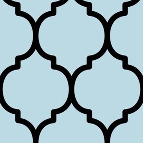 Extra Large Moroccan Tile Pattern - Pastel Blue and Black