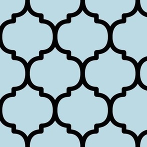 Large Moroccan Tile Pattern - Pastel Blue and Black