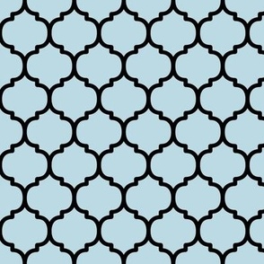 Moroccan Tile Pattern - Pastel Blue and Black