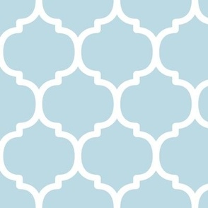 Large Moroccan Tile Pattern - Pastel Blue and White