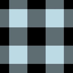 Jumbo Gingham Pattern - Pastel Blue and Black