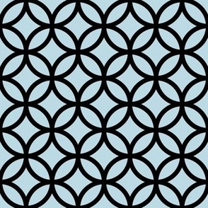 Interlocked Circle Pattern - Pastel Blue and Black