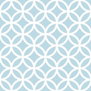 Interlocked Circle Pattern - Pastel Blue and White