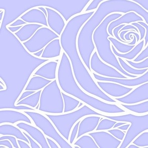 Large Rose Cutout Pattern - Periwinkle and White