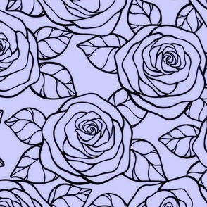 Rose Cutout Pattern - Periwinkle and Black