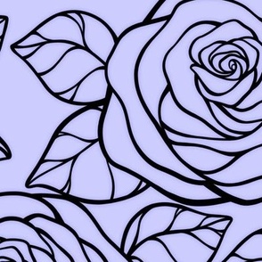 Large Rose Cutout Pattern - Periwinkle and Black