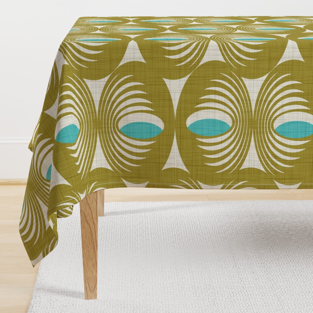 Oculus Mid Century Modern Geometric Olive Green Aqua Jumbo Scale