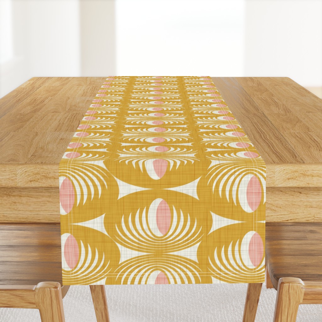 Oculus Mid Century Modern Geometric Yellow Pink Large Scale