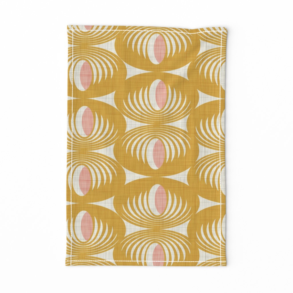 Oculus Mid Century Modern Geometric Yellow Pink Large Scale