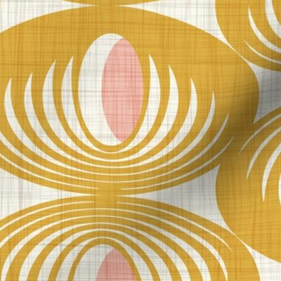 Oculus Mid Century Modern Geometric Yellow Pink Large Scale