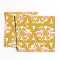 Oculus Mid Century Modern Geometric Yellow Pink Large Scale