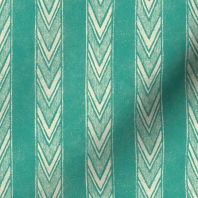 Canyon Stripe - 1" stripes medium - teal and cream