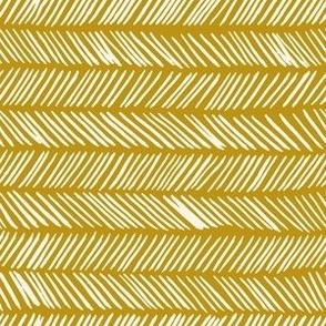 Small // Wonky Herringbone Chevron: Hand-Painted Geometric Boho Lines - Mustard Yellow 