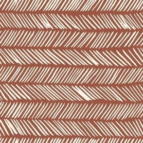 Small // Wonky Herringbone Chevron: Hand-Painted Geometric Boho Lines - Rust Pink