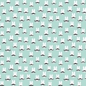 (micro scale) mr. bunny - dark mint - mustache rabbits easter fabric- C21