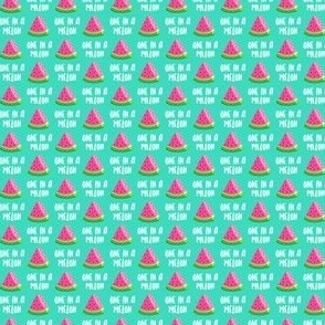 (tiny scale) one in a melon - pink on teal - watermelon summer fruit - C21