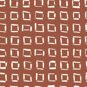 Medium // Wonky Squares: Hand-Painted Geometric Boho Square - Rust Pink