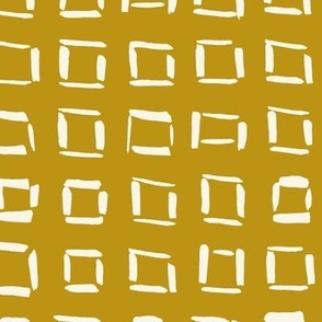 Medium // Wonky Squares: Hand-Painted Geometric Boho Square - Mustard Yellow 