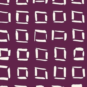 Medium // Wonky Squares: Hand-Painted Geometric Boho Square - Plum Purple