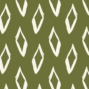 Large // Wonky Diamonds: Hand-Painted Geometric Boho Diamond - Olive Green 