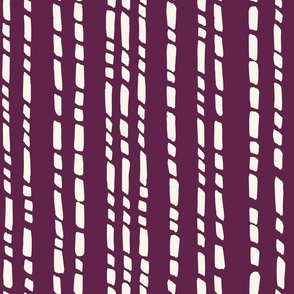 Large // Wonky Stripes: Hand-Painted Geometric Boho Stripe - Plum Purple