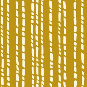 Large // Wonky Stripes: Hand-Painted Geometric Boho Stripe - Mustard Yellow 