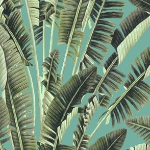 large palm springs tropical on light teal