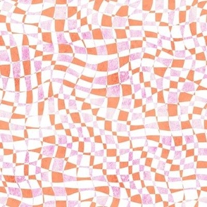 Trippy Checkerboard - flamingo pink and coral