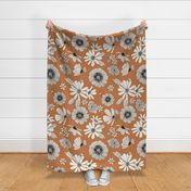 Retro Flowers Jumbo Burnt Orange