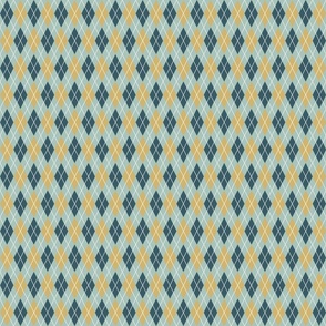 traditional argyle check blue and amber