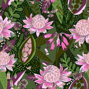 Aussie Flora and Fauna Cutouts - Greens and Pinks