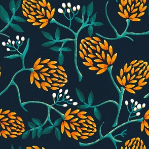 Large vintage floral block printed wallpaper by art for joy  lesja saramakova gajdosikova design
