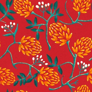  Large vintage floral block printed wallpaper by art for joy  lesja saramakova gajdosikova design