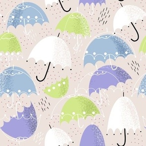Medium scale under colourful umbrella  petal signature cotton coordinates  by art for joy  lesja saramakova gajdosikova design