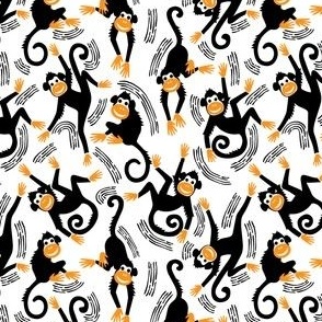 small scale happy rainforest block print monkeys by art for joy  lesja saramakova gajdosikova design