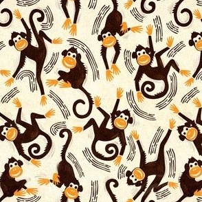 Small scale rainforest adventure with block printed monkeys by art for joy lesja saramakova gajdosikova design