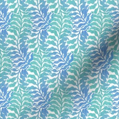 Wavy Botanical - pastel blue and green on white